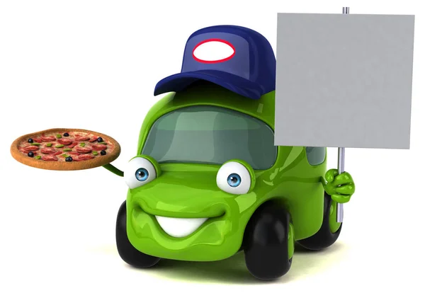 Fun car holding pizza — Stock Photo, Image