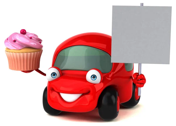 Eğlenceli araba holding cupcake — Stok fotoğraf