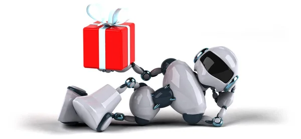 Robot holding gift — Stock Photo, Image