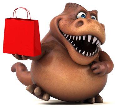 Fun Trex  holding bag clipart