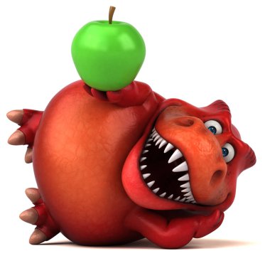   çizgi film karakteri holding elma