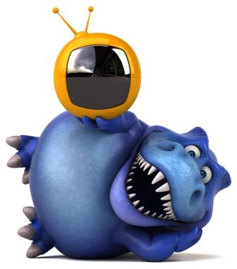  TV cihazı tutarak çizgi film karakteri