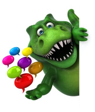 konuşma balonları tutan çizgi film karakteri