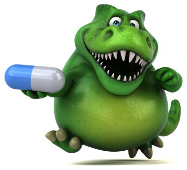 Komik karikatür karakter holding hap  