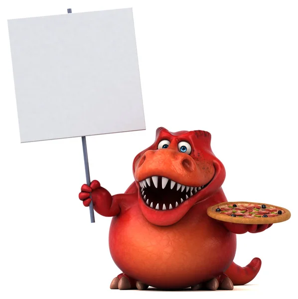 Seriefiguren holding pizza — Stockfoto