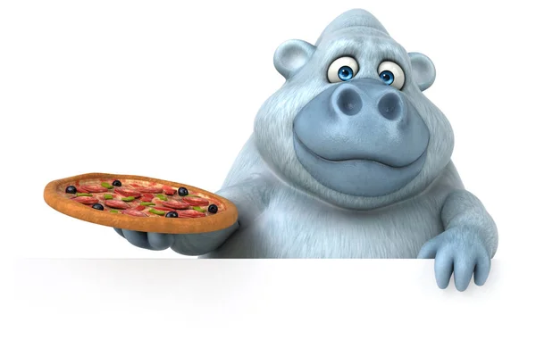 Çizgi film karakteri pizza holding — Stok fotoğraf