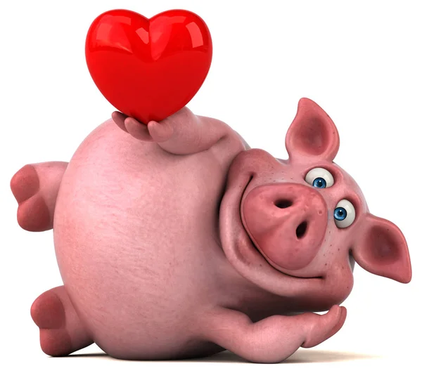 Cartoon character holding heart — Stock Photo, Image