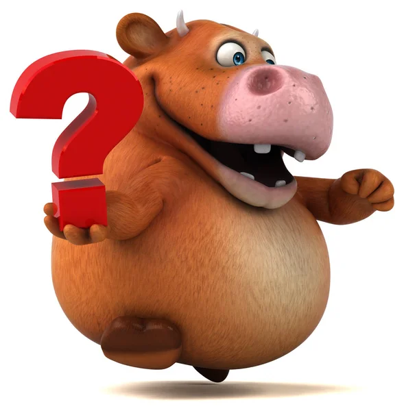 Cartoon character holding question mark — Stock Photo, Image