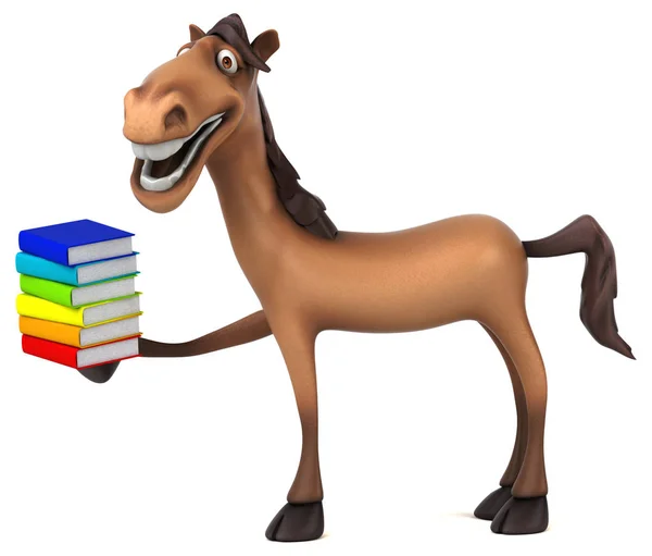 Engraçado personagem de desenho animado segurando livros — Fotografia de Stock