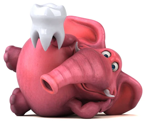 Lustige Cartoon-Figur, die Zahn hält — Stockfoto