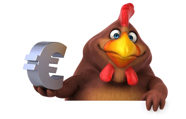 Personagem de desenho animado segurando euro — Fotografia de Stock