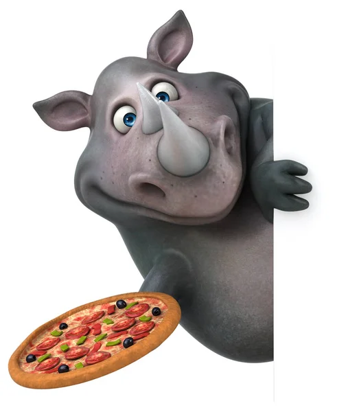 Tegneseriefigur som holder pizza – stockfoto