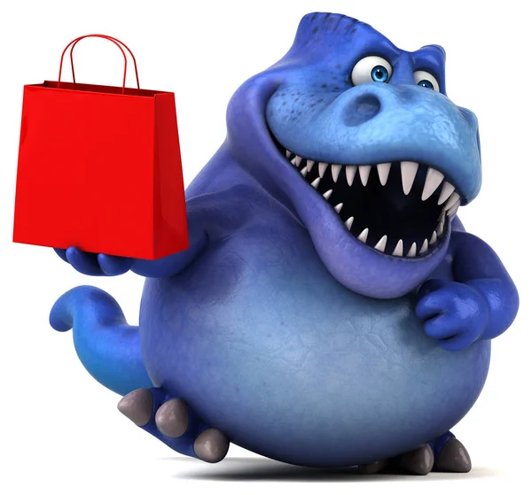 Personagem cartoon segurando saco de compras — Fotografia de Stock