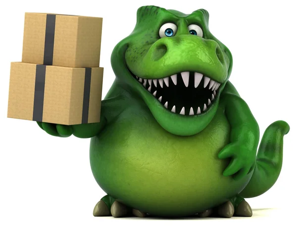 Cartoon character holding boxes — Stock Photo, Image