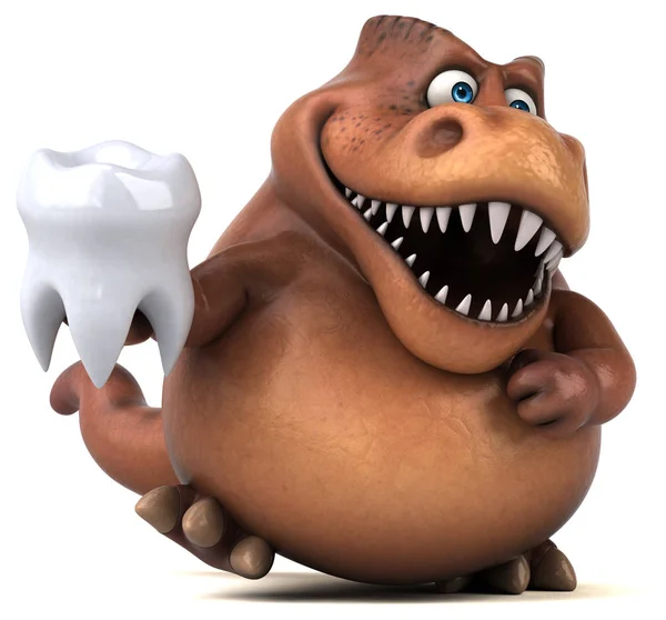 Eğlenceli Trex holding diş — Stok fotoğraf