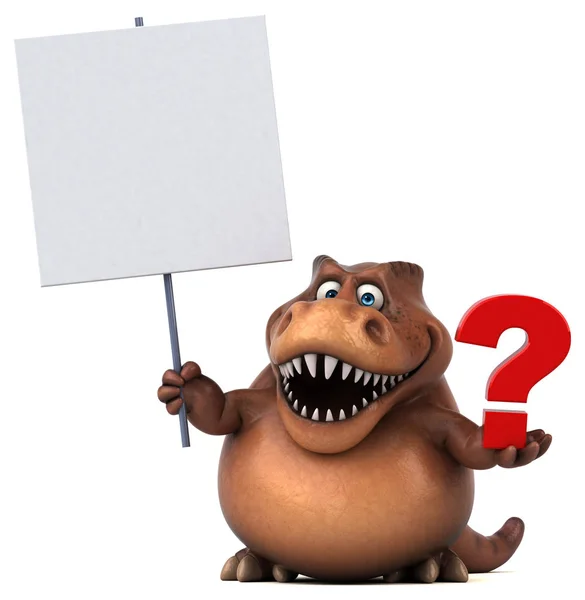 Trex  holding  question mark — Stock Photo, Image