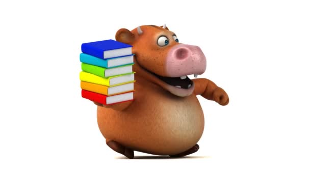 Carino mucca tenendo libri — Video Stock