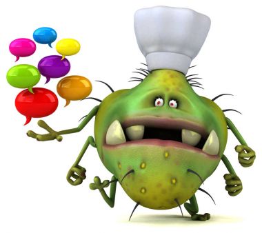 konuşma balonları tutan çizgi film karakteri