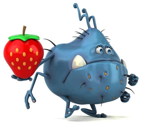 イチゴを保持している漫画のキャラクター — ストック写真