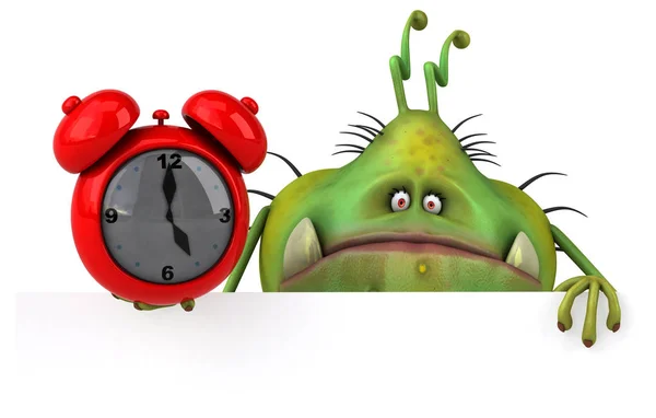 Personaje de dibujos animados celebración de reloj despertador —  Fotos de Stock