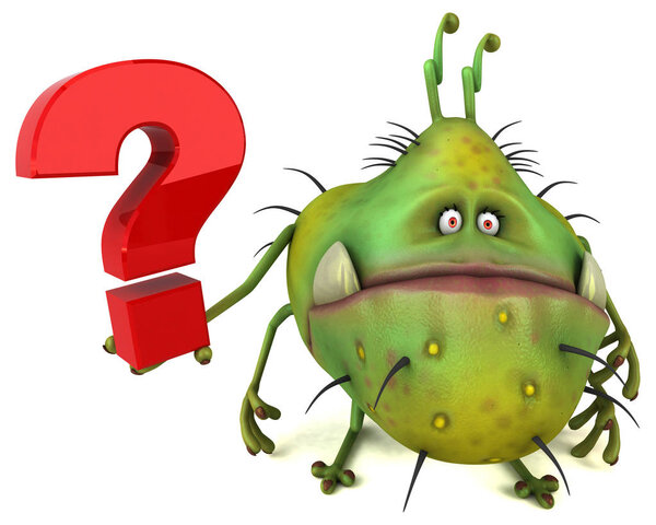  cartoon character holding question mark  