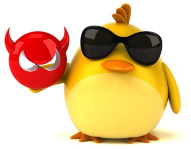 virüs işareti tutarak çizgi film karakteri 