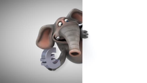 Fun elephant  holding  euro — Stock Video