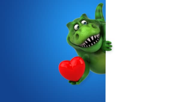 Funny dinosaur with heart — Stock Video
