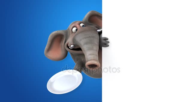 Cartoon character holding plate — Stock Video