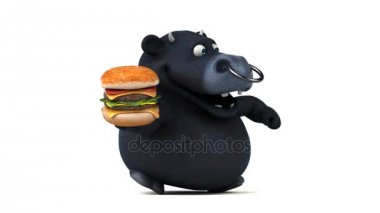  karakter holding hamburger