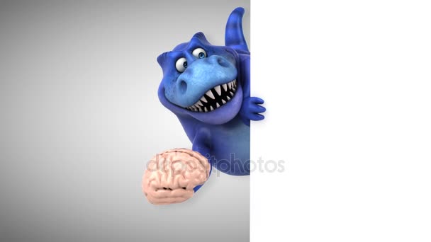 Dinosauro con cervello in mano — Video Stock