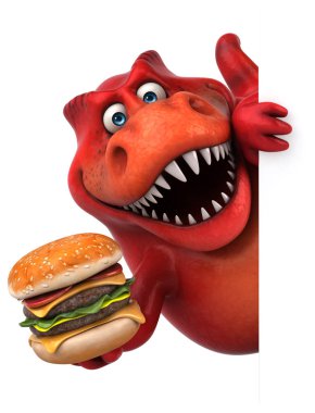 çizgi film karakteri holding hamburger 