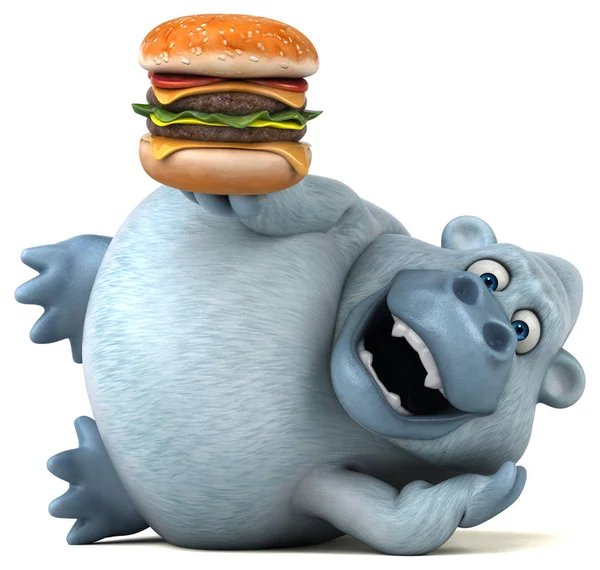 Personaje de dibujos animados celebración de hamburguesa —  Fotos de Stock