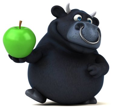   çizgi film karakteri holding elma