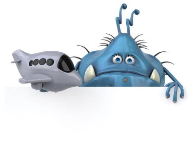 çizgi film karakteri holding uçak