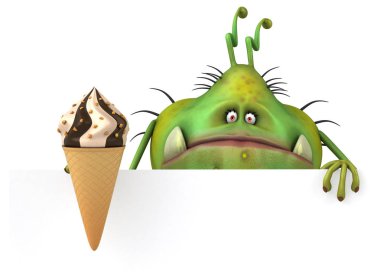 çizgi film karakteri holding dondurma 