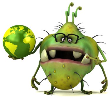 çizgi film karakteri holding gezegen