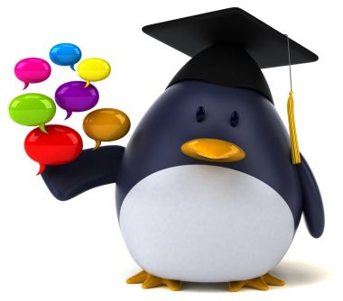 konuşma balonları tutan çizgi film karakteri