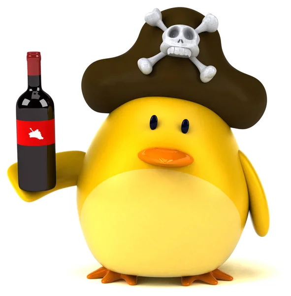 Cartoon character holding wine — Stock Photo, Image