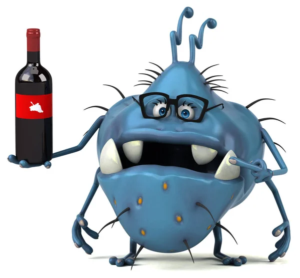 Cartoon character holding wine — Stock Photo, Image