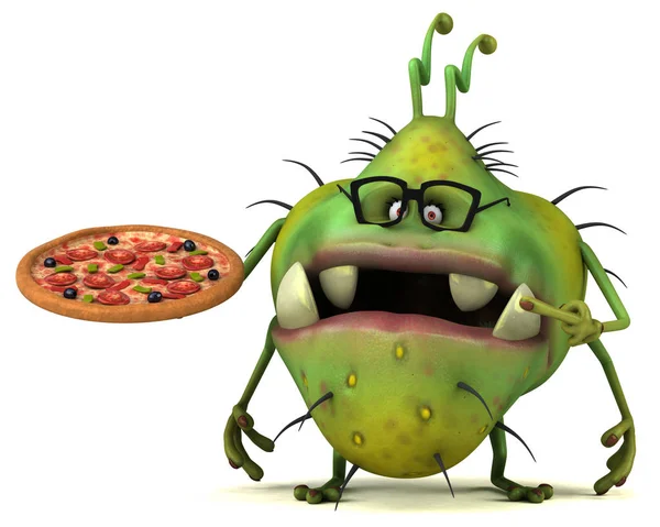 Zeichentrickfigur mit Pizza — Stockfoto