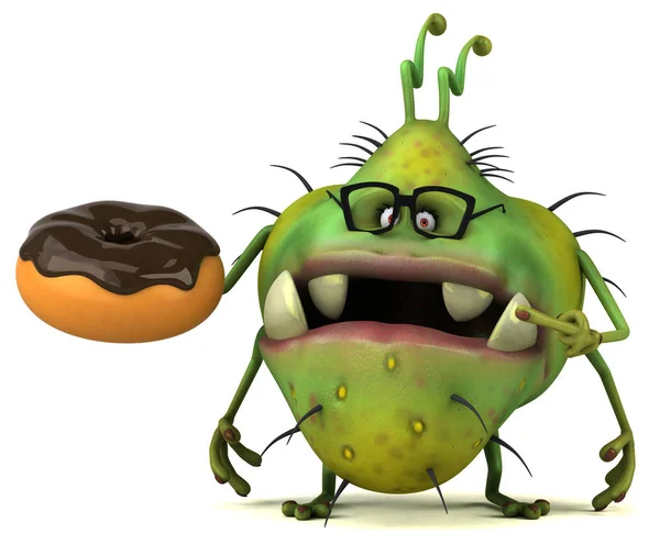 Personagem de desenho animado segurando donut — Fotografia de Stock