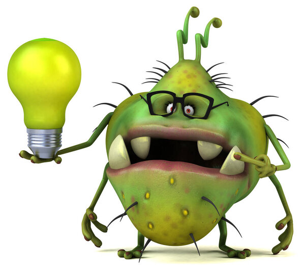 cartoon character holding light bulb