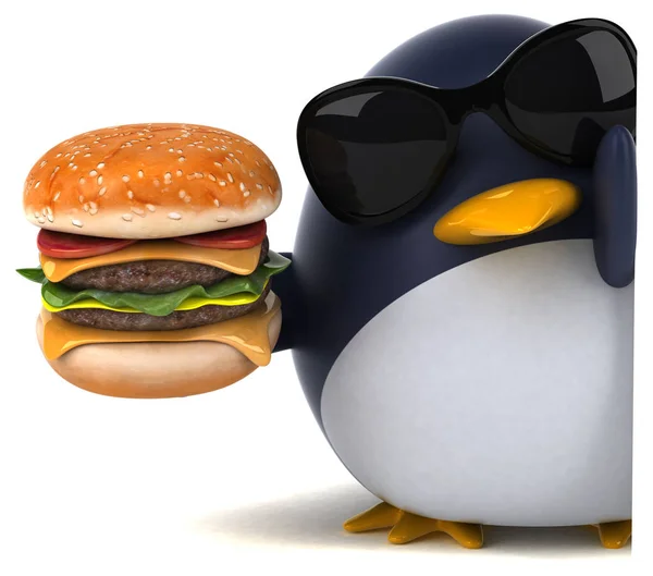 Zeichentrickfigur mit Hamburger — Stockfoto