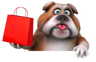  çizgi film karakteri alışveriş çantası elinde