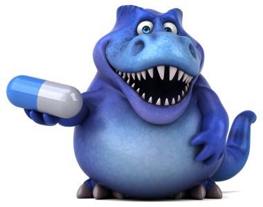 Komik karikatür karakter holding hap  