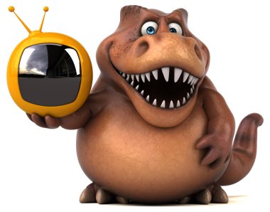  TV cihazı tutarak çizgi film karakteri