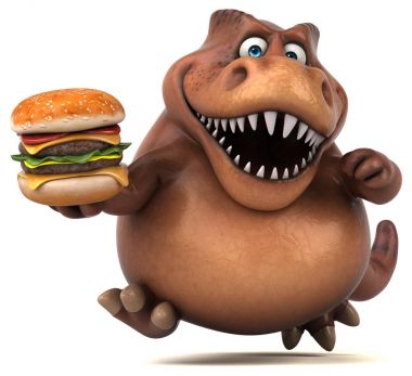 çizgi film karakteri holding hamburger 