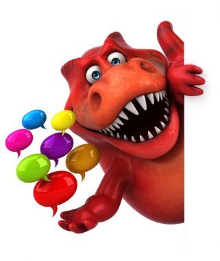 konuşma balonları tutan çizgi film karakteri