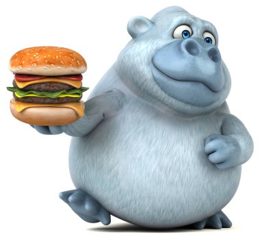 çizgi film karakteri holding hamburger 